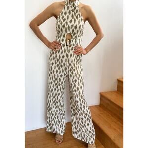 Franco Malibu Halter Neck Wide Leg Jumpsuit Sz S Lightweight Resort Vacation